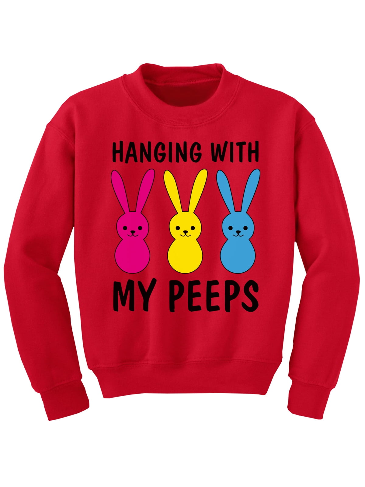 Easter Sweater Girls Boys Teens Age 6-18 Easter Rabbit Graphic Novelty Sweatshirt Hanging with My Peeps - Walmart.com